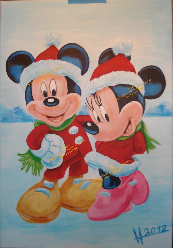 Santa Claus, Mickey Mouse, Minnie Mouse